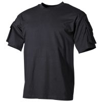 US T-Shirt,  halbarm,  schwarz, mit Ärmeltaschen