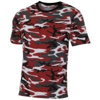 US T-Shirt,  „Streetstyle“, rot-camo,  140-145 g/m²