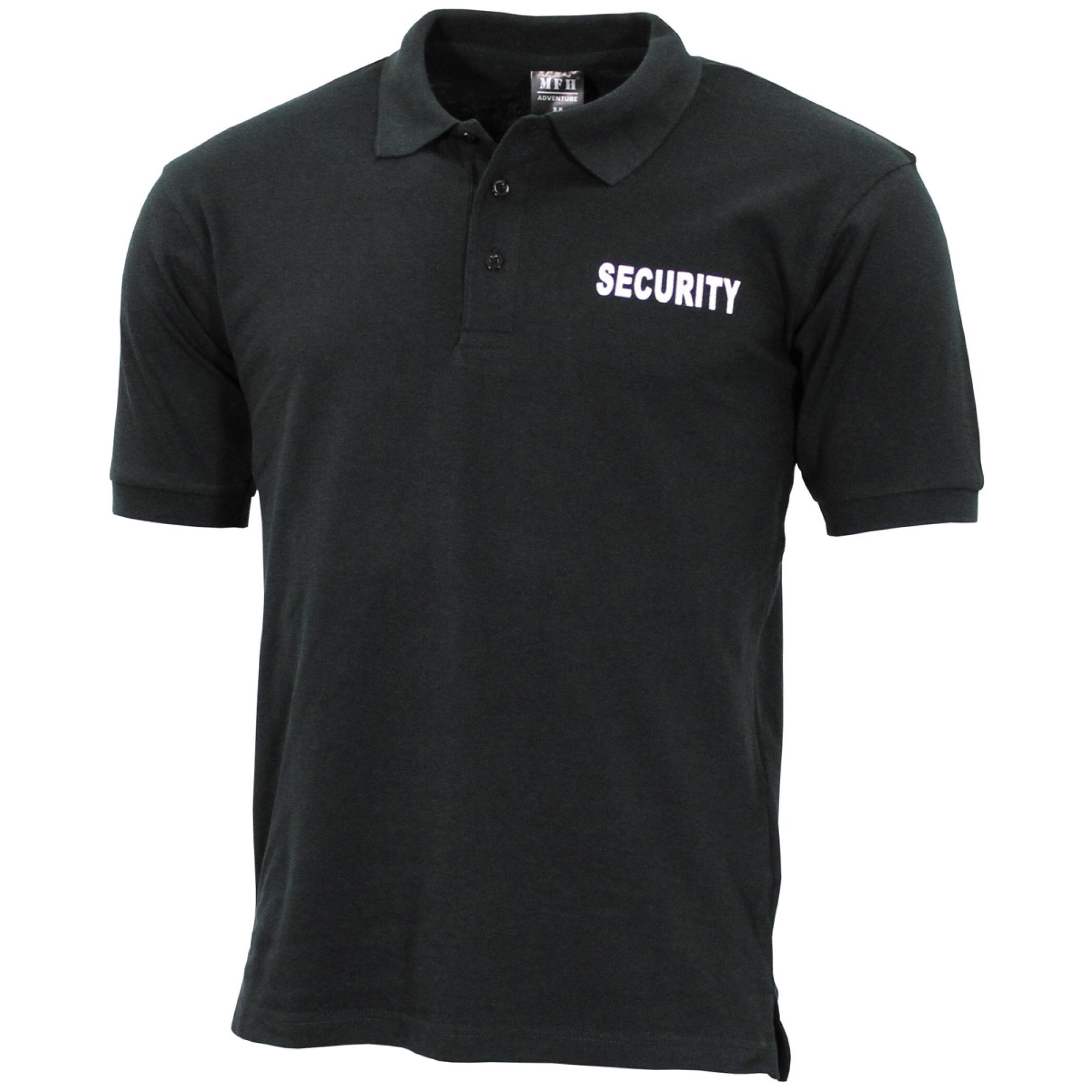 Poloshirt,  schwarz, „Security“,  bedruckt