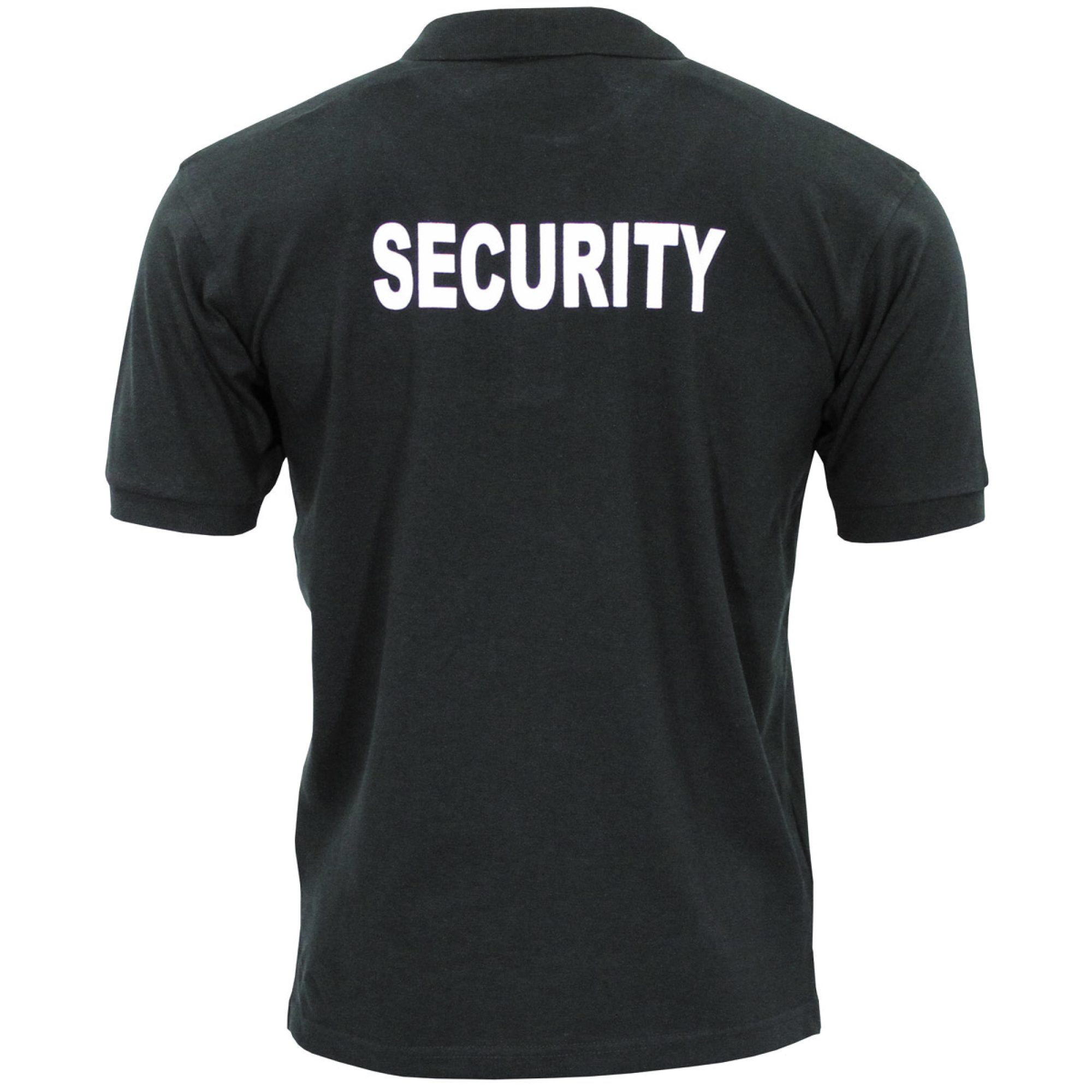 Poloshirt,  schwarz, „Security“,  bedruckt