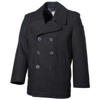 US Pea Coat,  schwarz, mit schwarzen Knöpfen