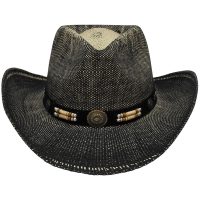 Strohhut,  „Texas“, mit Hutband,  schwarz-braun