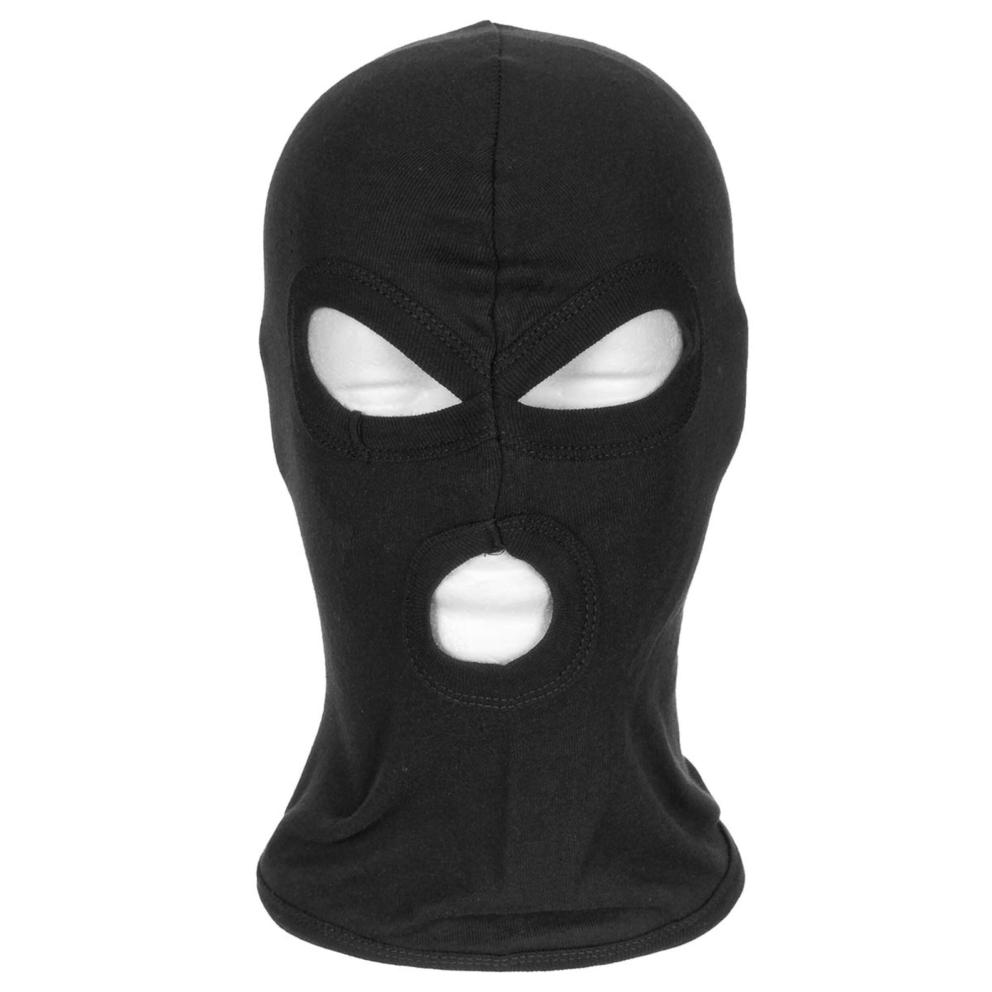 Balaclava,  3-Loch,  dünn, schwarz,  100 % Baumwolle