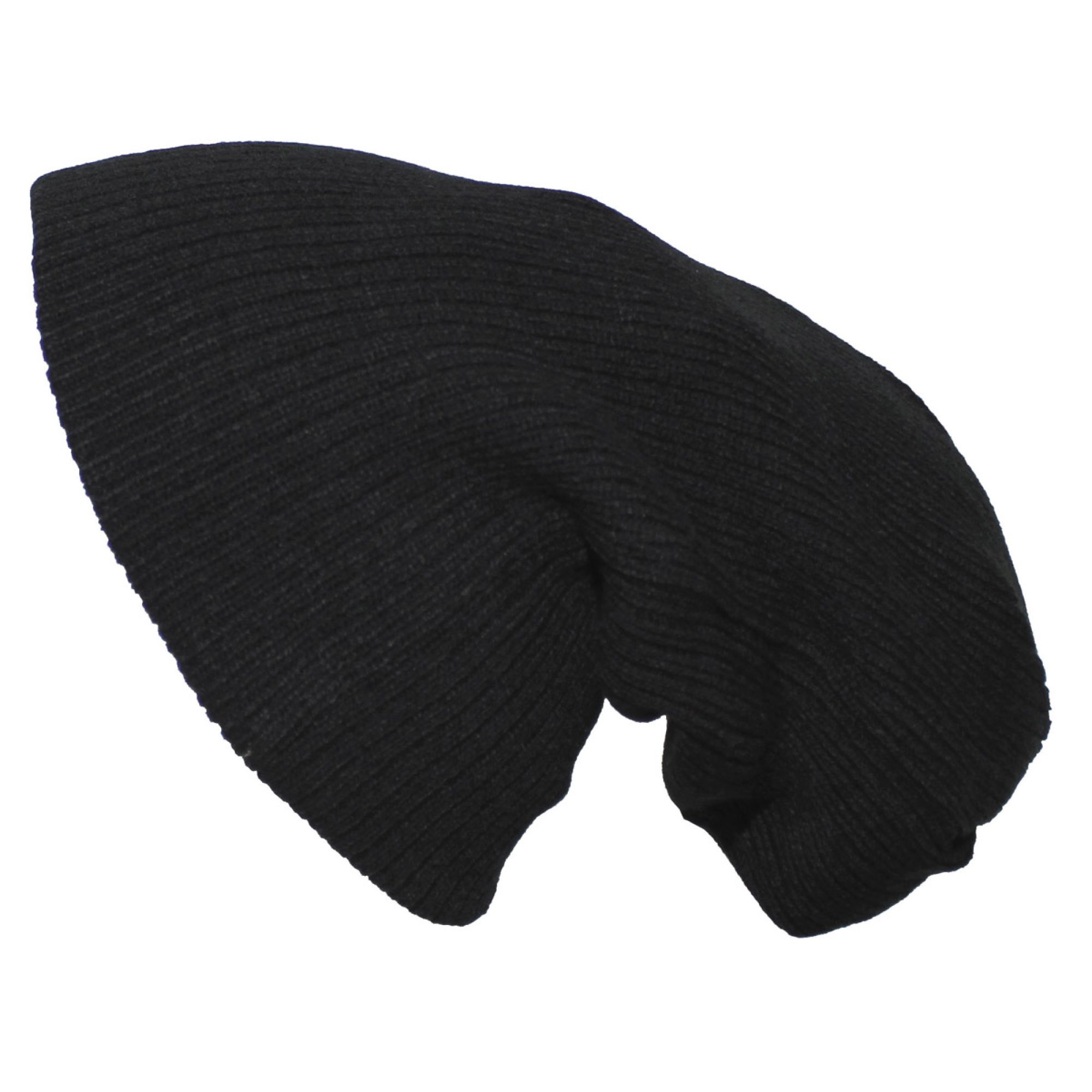 Strickmütze,  „Beanie“,  Rip, schwarz,  extra lang
