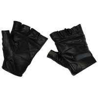 Lederhandschuhe,  ohne Finger, „Deluxe“,  schwarz