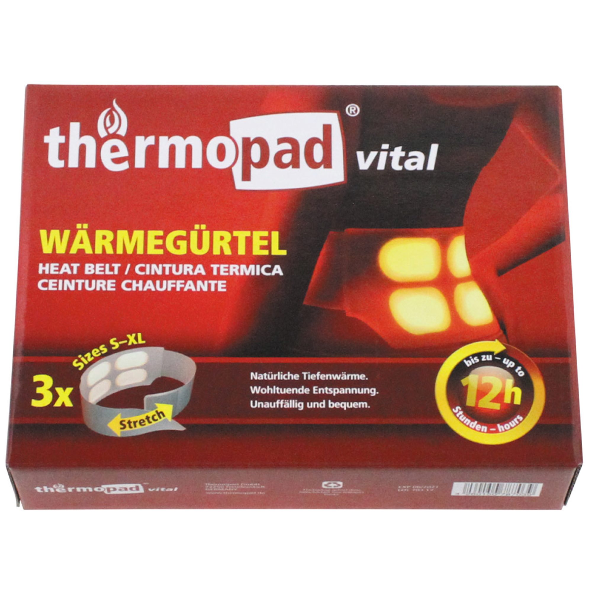 Wärmegürtel,  „Thermopad“, 3er Pack,  Einmalgebrauch