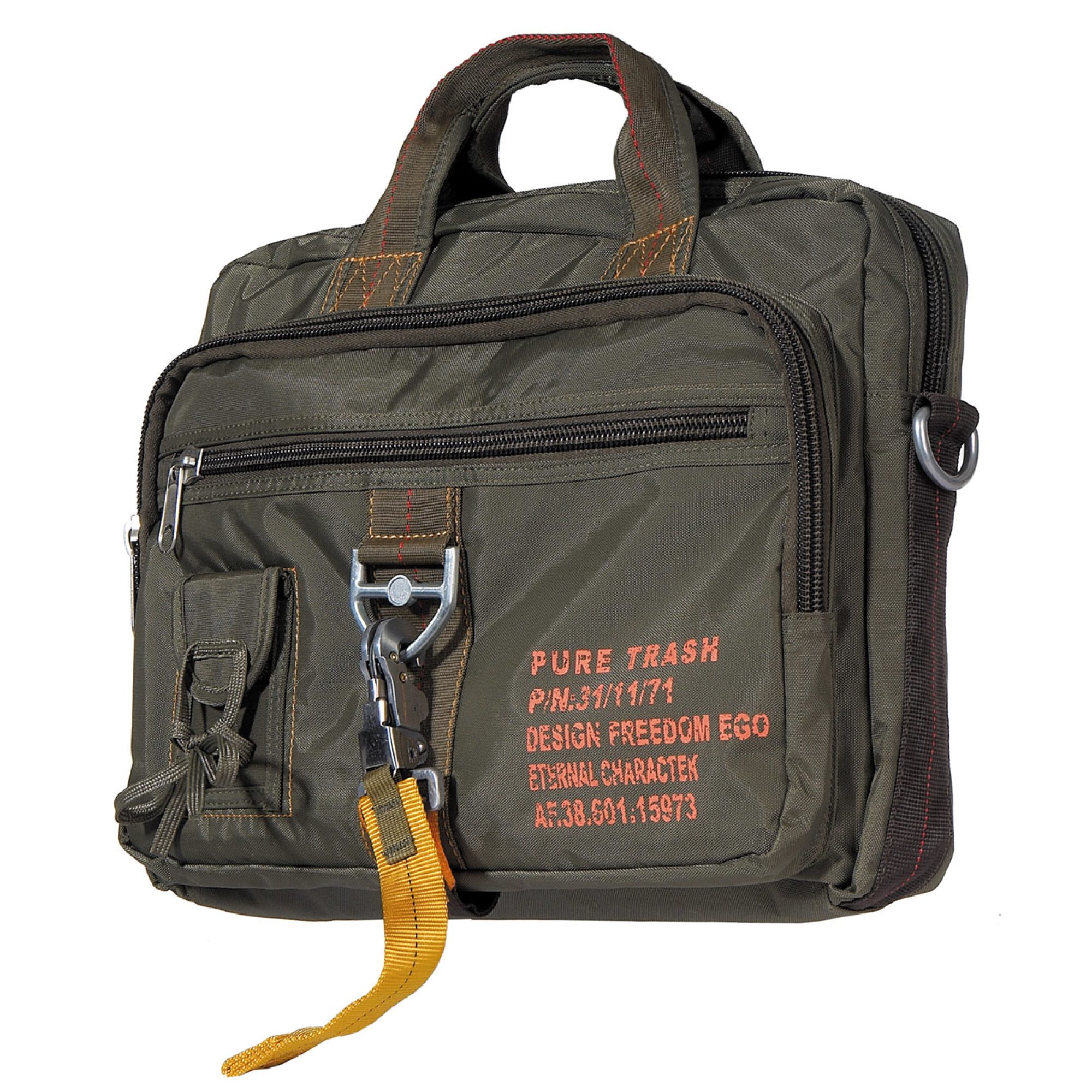 Handtasche,  "PT",  groß, Karabinerhaken,  oliv