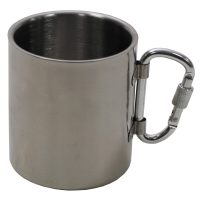 Tasse,  Edelstahl,  Karabiner, doppelwandig,  ca. 300 ml