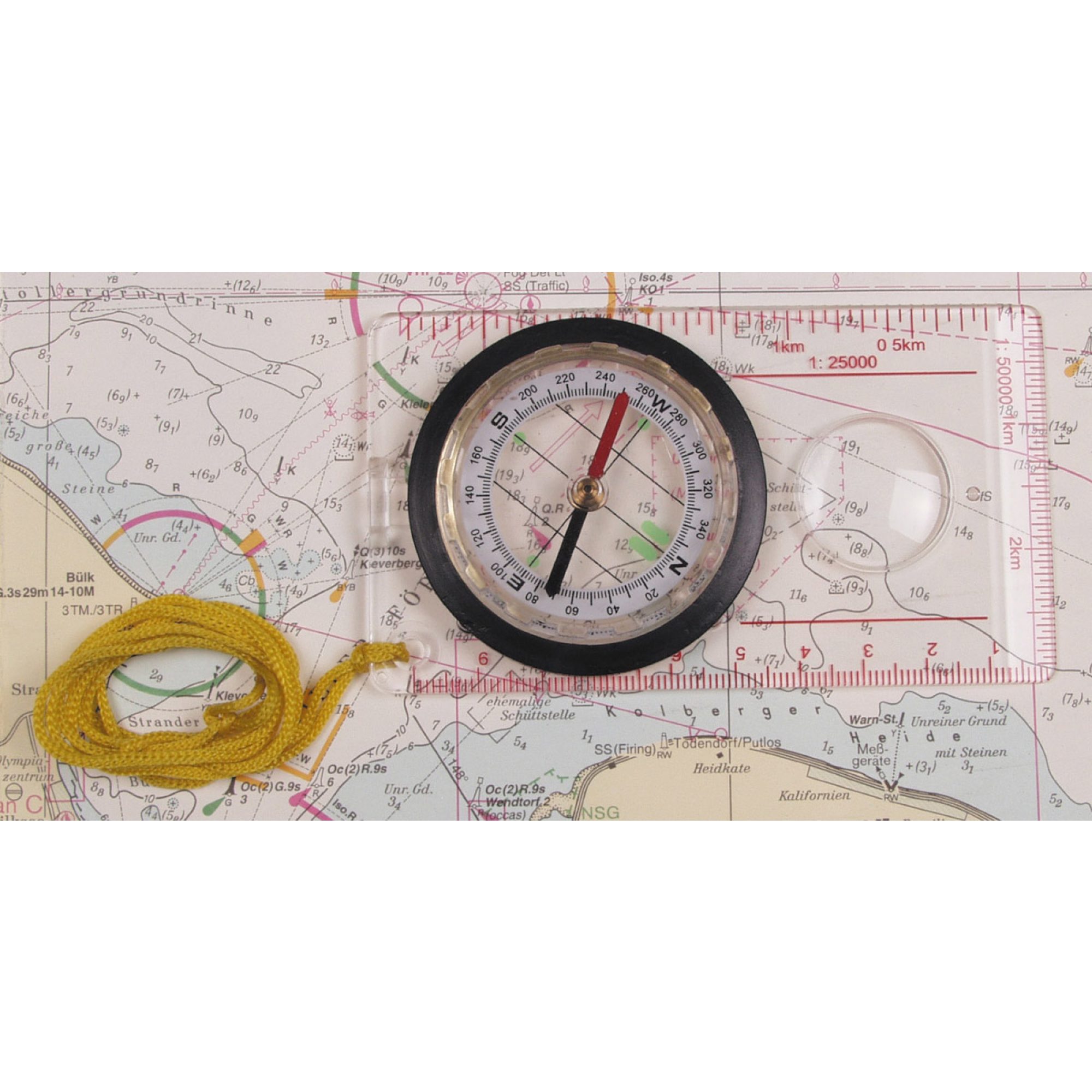 ABVERKAUF – Karten-Kompass,  transparent, Kunststoffgehäuse