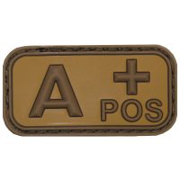 Klettabzeichen,  braun-khaki, Blutgruppe „A POS“,  3D