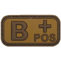 Klettabzeichen,  braun-khaki, Blutgruppe „B POS“,  3D