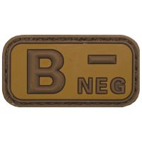 Klettabzeichen,  braun-khaki, Blutgruppe „B NEG“,  3D