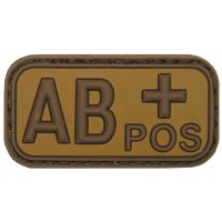 Klettabzeichen,  braun-khaki, Blutgruppe „AB POS“,  3D