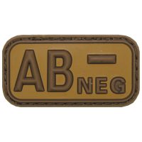 Klettabzeichen,  braun-khaki, Blutgruppe „AB NEG“,  3D