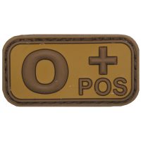 Klettabzeichen,  braun-khaki, Blutgruppe „O POS“,  3D