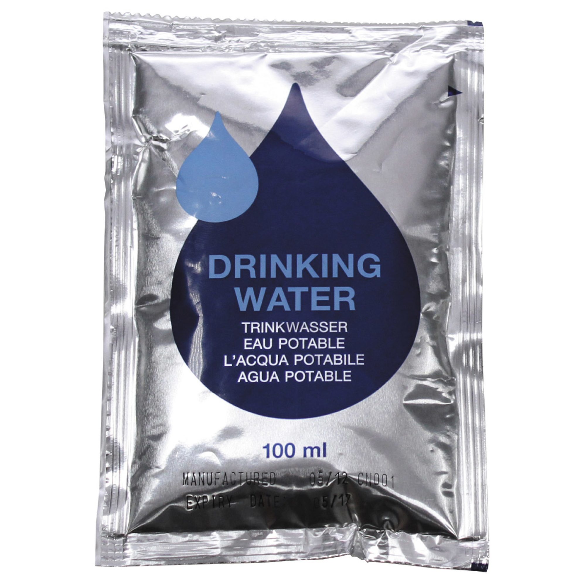 Trinkwasser,  "Emergency", Pack mit 5 x 100 ml Beutel
