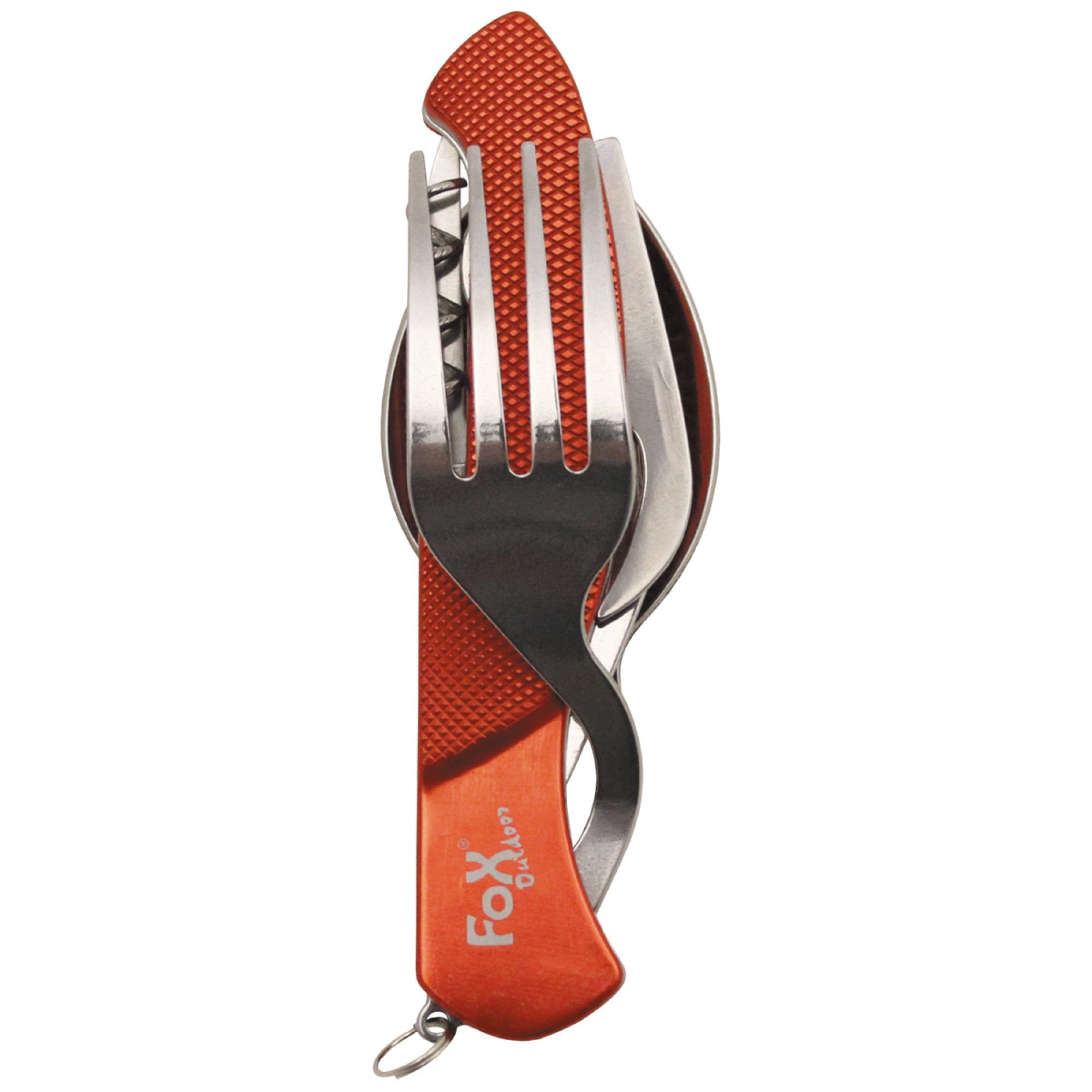 Taschenmesserbesteck,  6 in 1, rot,  teilbar