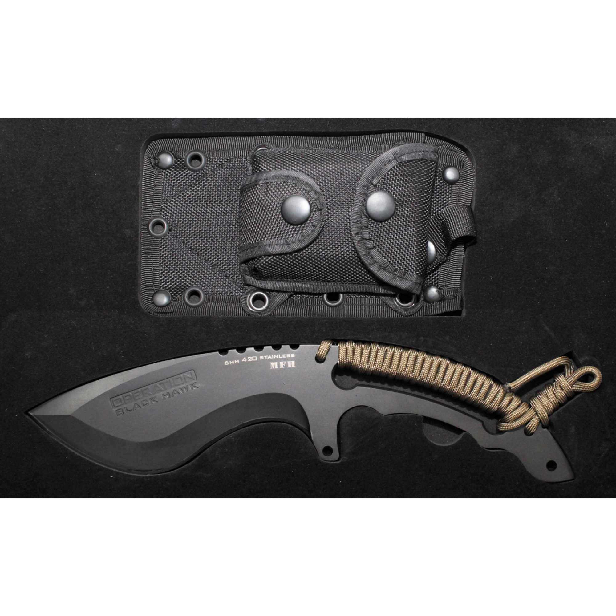 Messer, "Operation Black Hawk", schwarz,  Scheide
