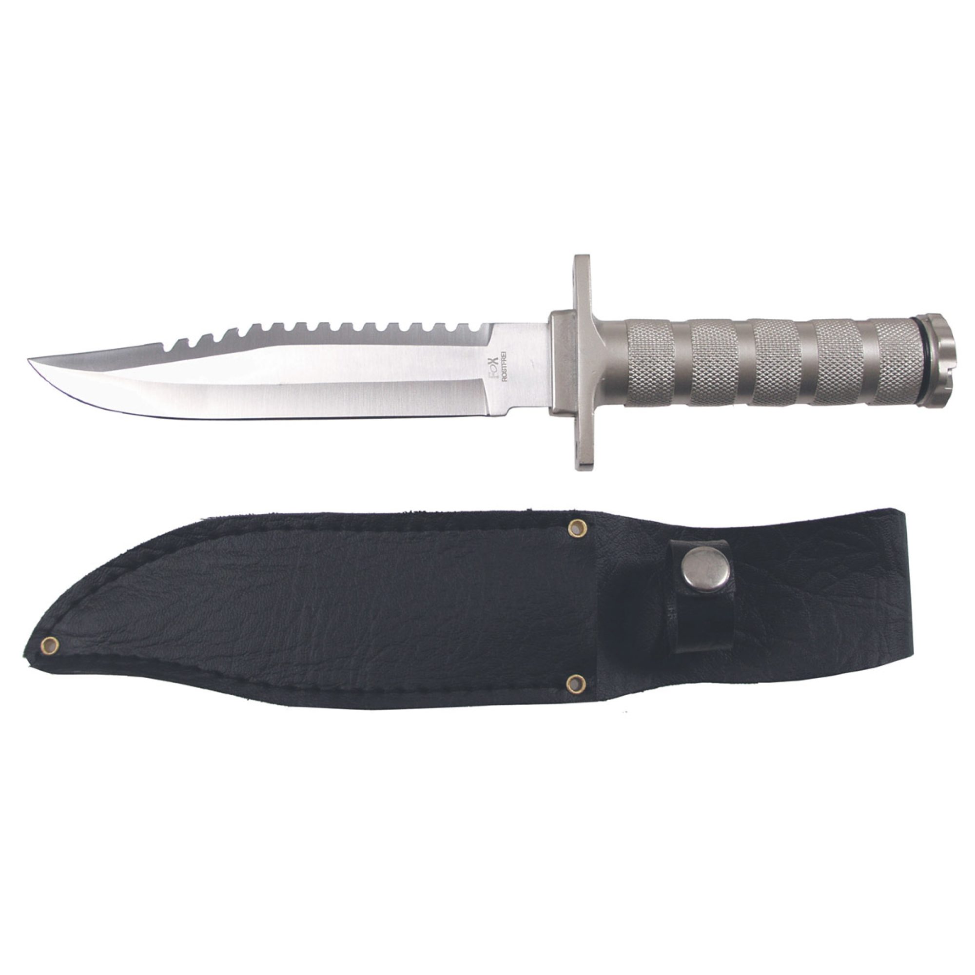 Überlebensmesser,  silber, Aluminiumgriff,  Scheide