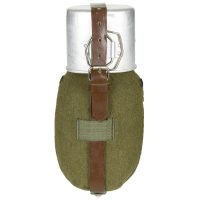Rumän. Feldflasche,  Alu, Becher,  Hülle,  neuw.,  Lagersp. (5 Stück)