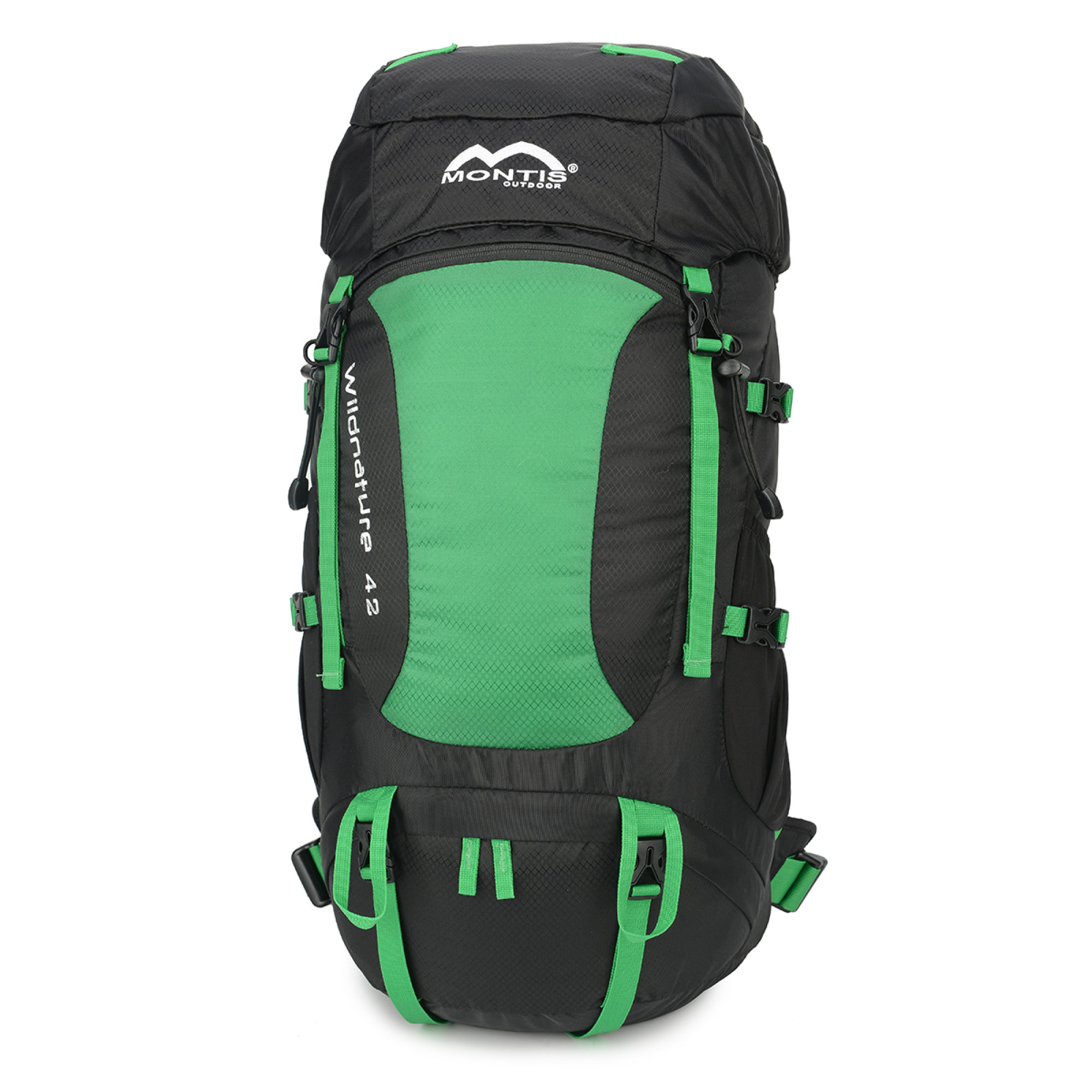 MONTIS WILDNATURE Trekkingrucksack 42L, Wanderrucksack, Grün