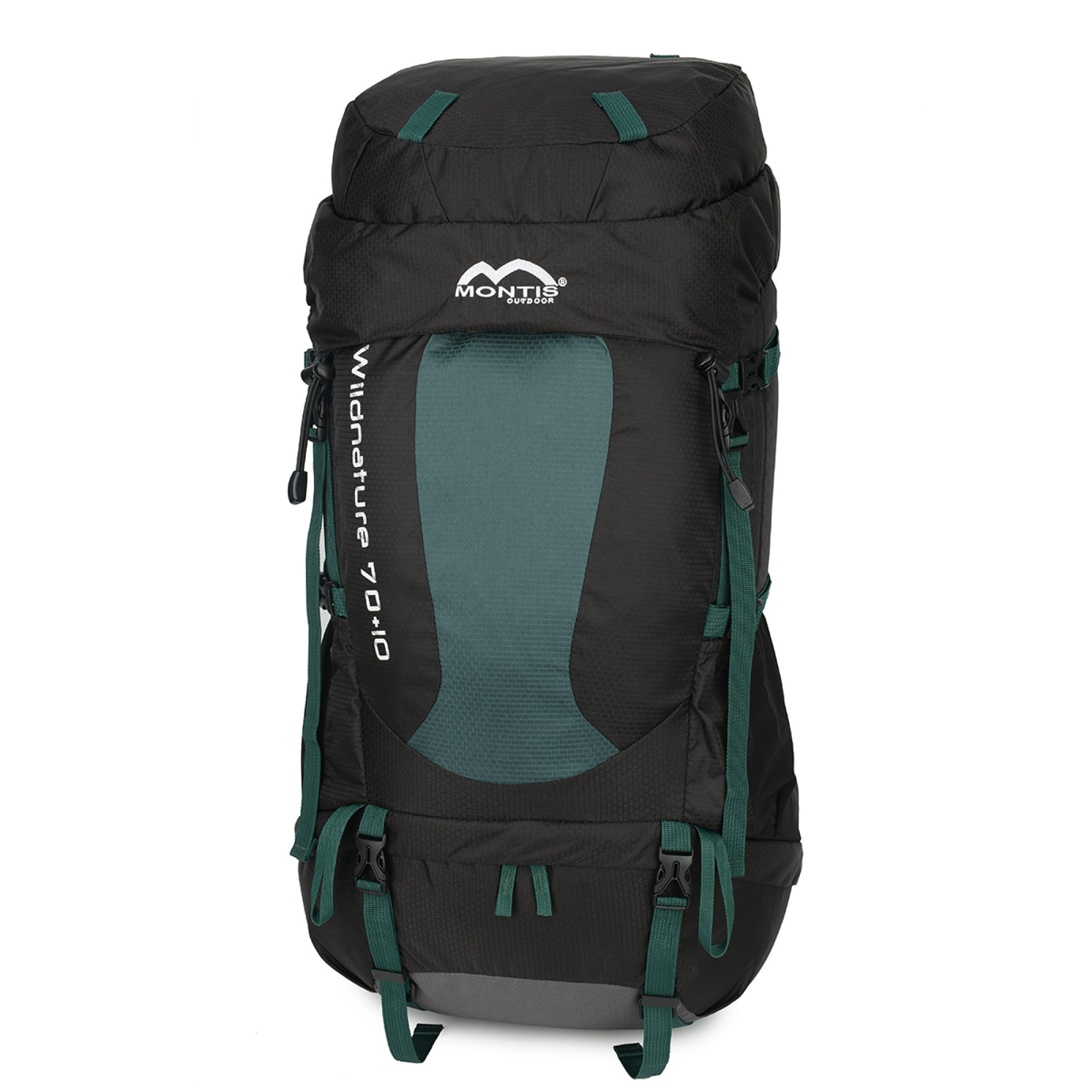 MONTIS WILDNATURE Trekkingrucksack 80L, Wanderrucksack, 70+10 Liter, Tannengrün