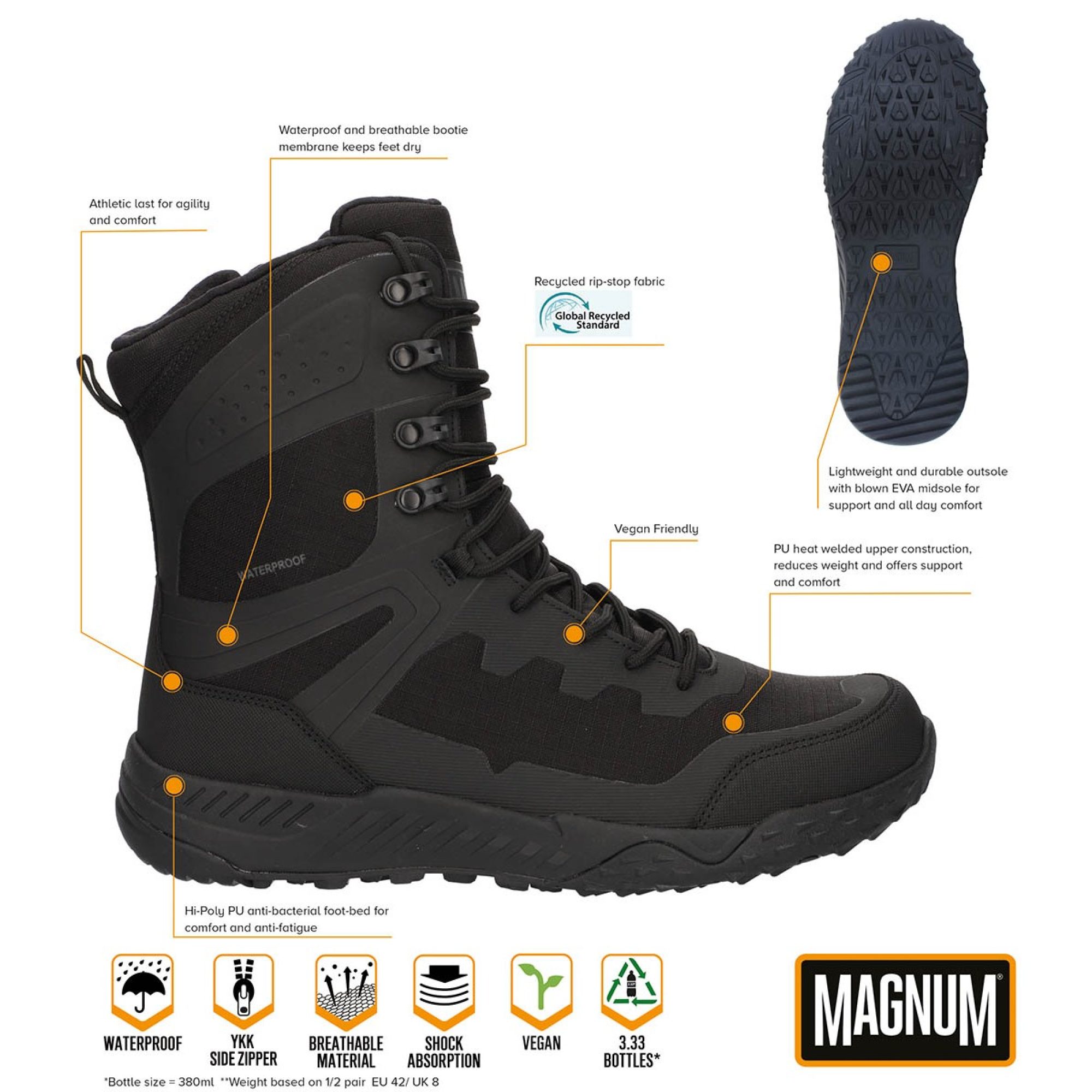 Einsatzstiefel,  "MAGNUM", Ultima 8.0 SZ WP,  schwarz – Bild 3