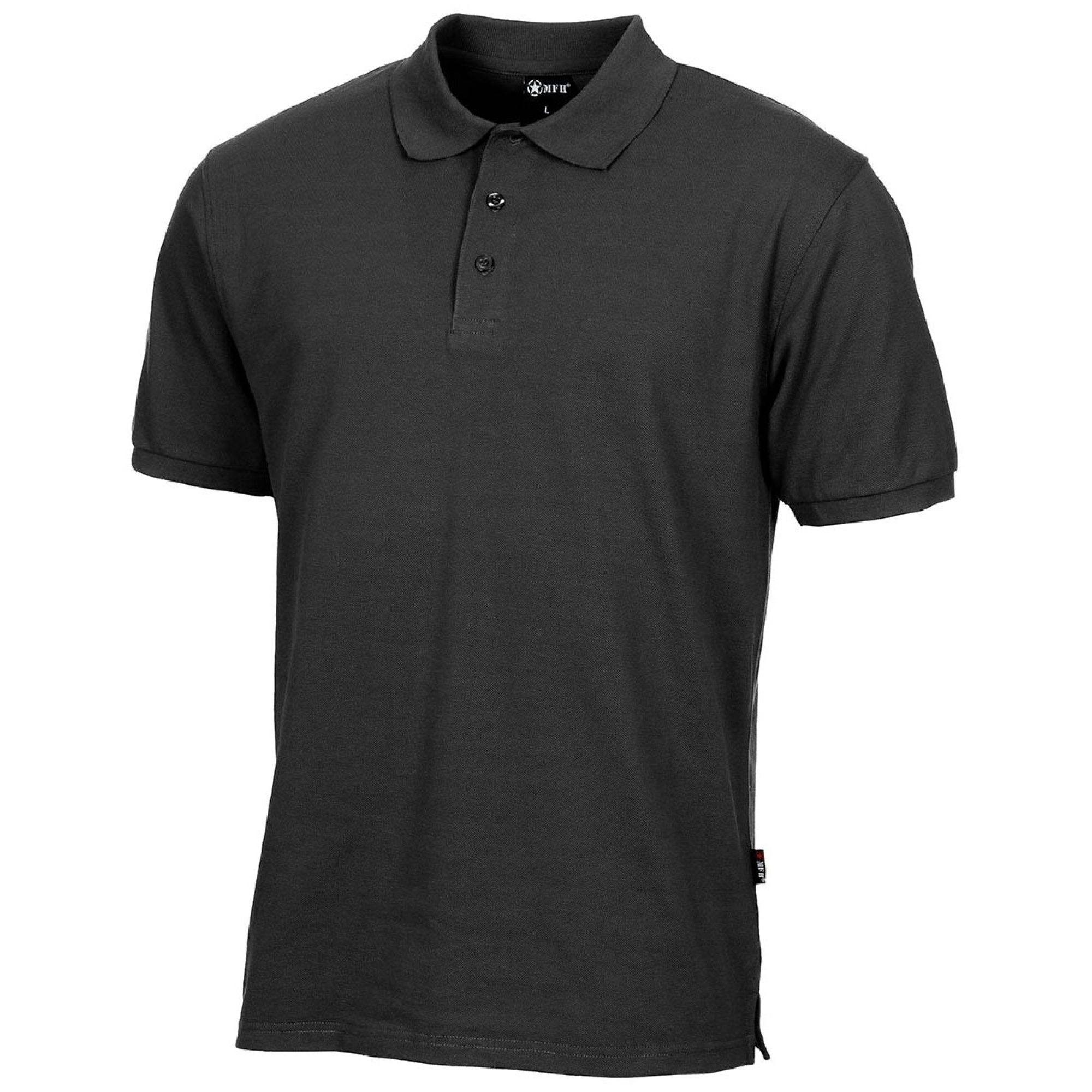 Poloshirt,  schwarz, mit Knopfleiste