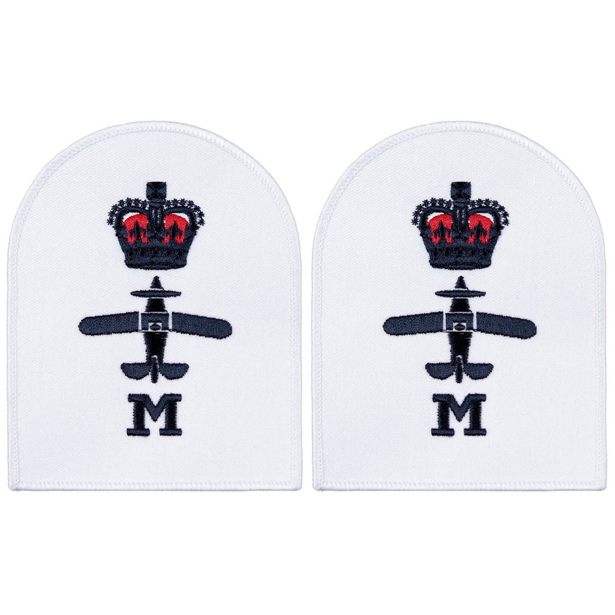 Brit. Stickabzeichen,  weiß, "ROYAL NAVY,   M",  neuw. (10 Stück)