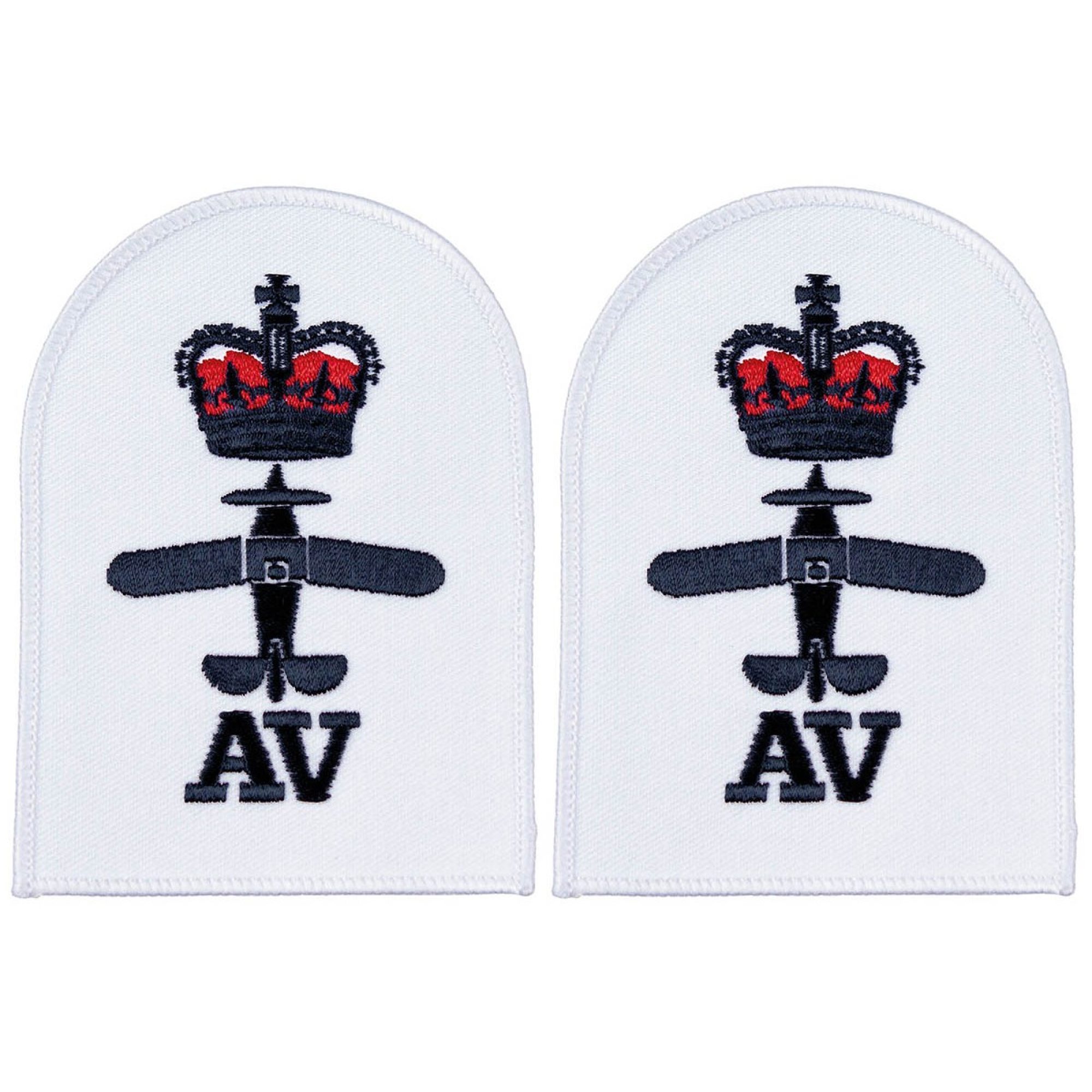 Brit. Stickabzeichen,  weiß, "ROYAL NAVY,   AV",  neuw. (10 Stück)