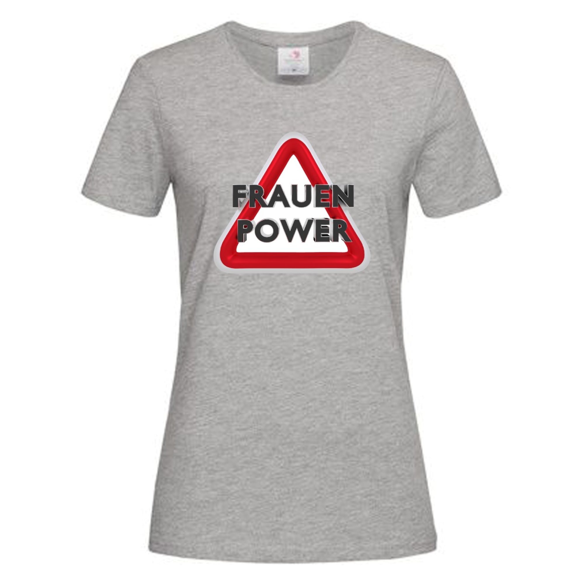 T-Shirt Motiv Frauen Power Rotes Warndreieck
