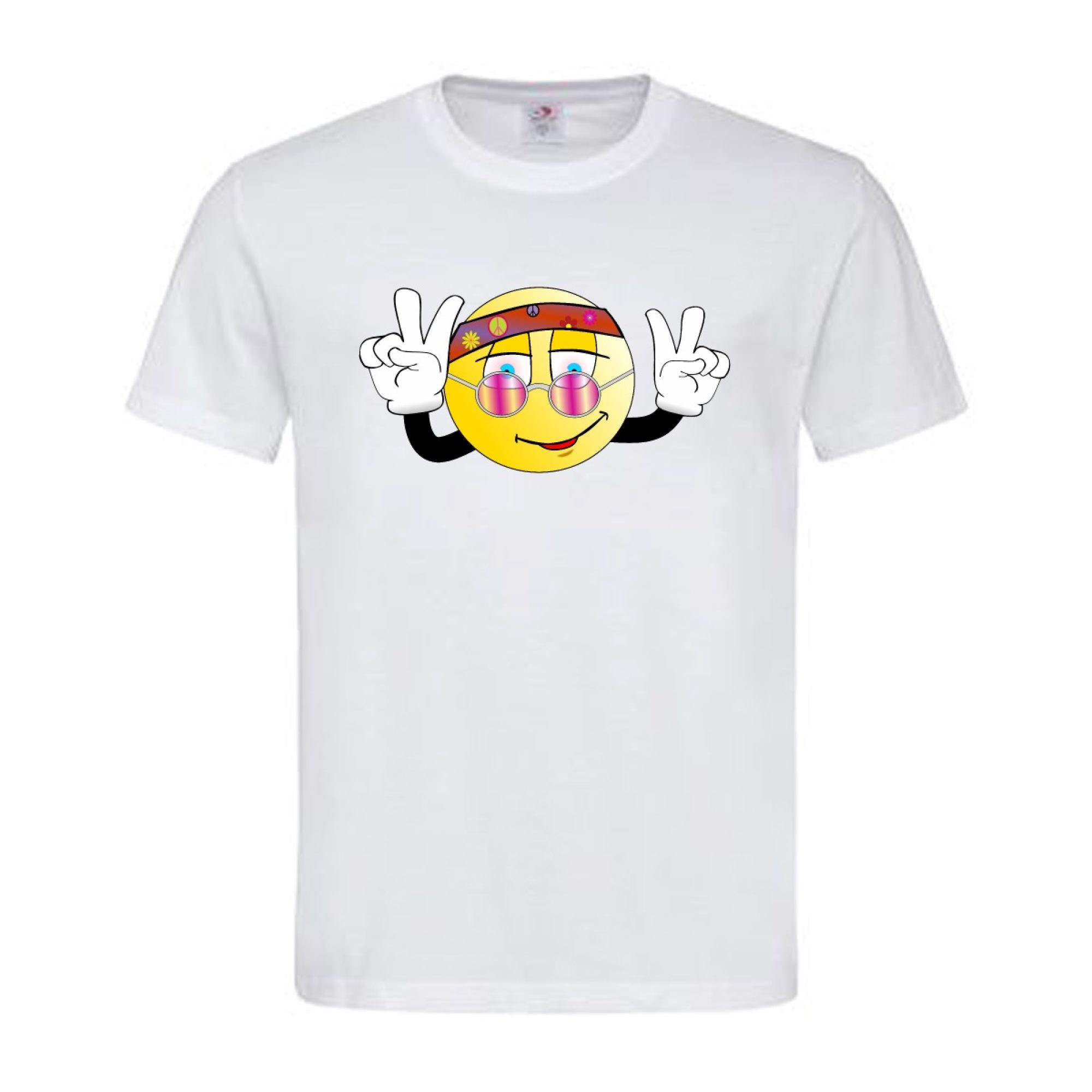 T-Shirt Emoji Hippie Herren – Violette Sonnenbrille Smiley Stirnband Victory