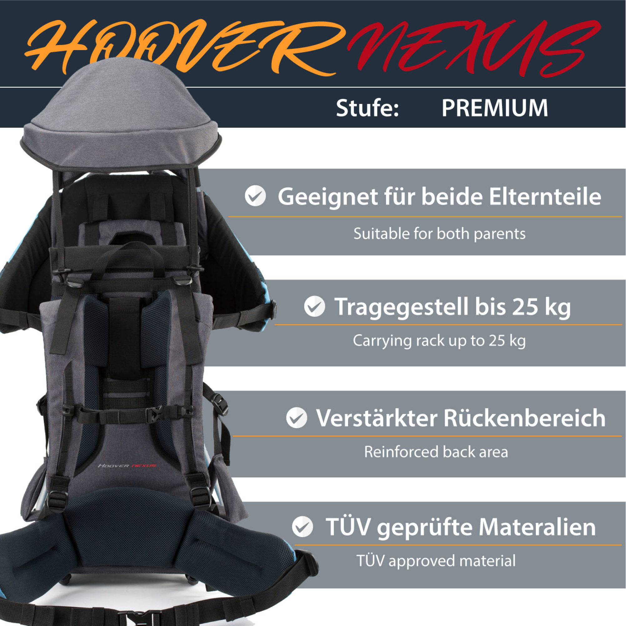 MONTIS HOOVER NEXUS Rückentrage, Kindertrage, bis 25kg, grün