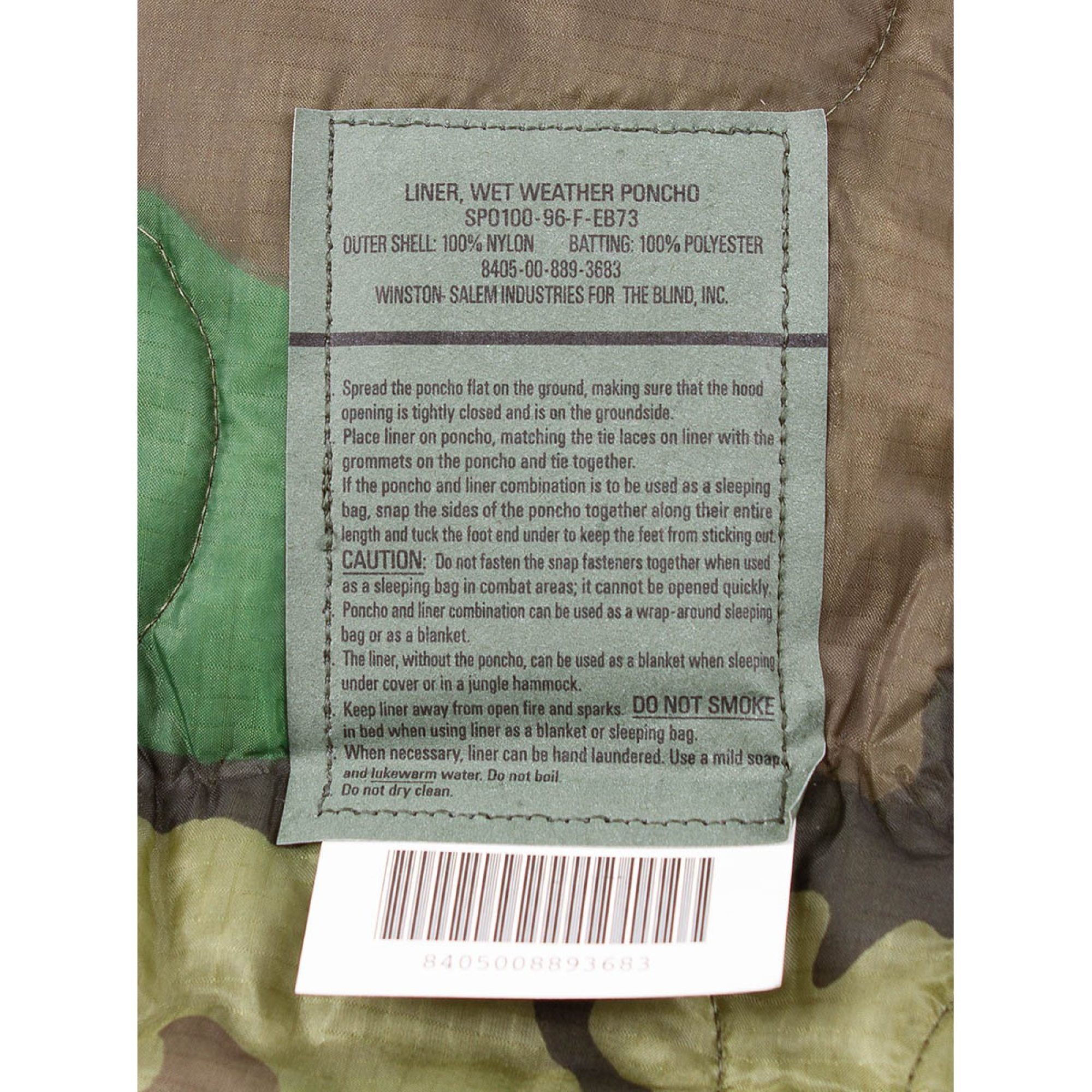 US GI Poncho Liner,  woodland, Gr. 160 x 225 cm,  neuw. – Bild 4
