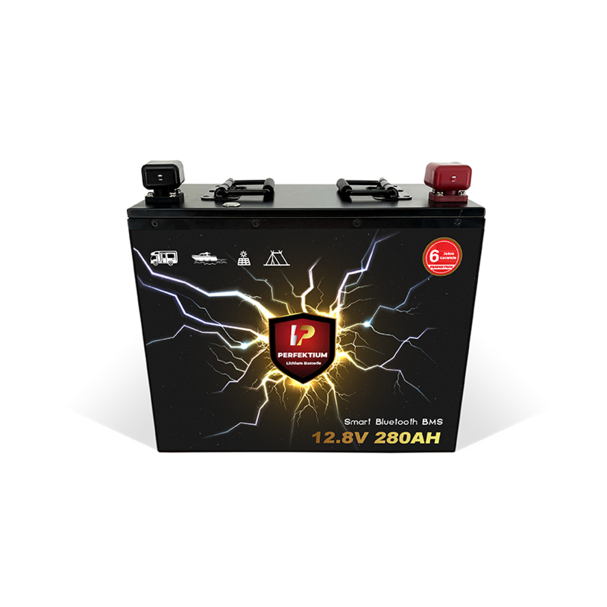 Perfektium LiFePO4 PF-Untersitz-12.8V 280Ah – Lithium Batterie Smart BMS mit Bluetooth und Heizung – 6 Jahre Garantie