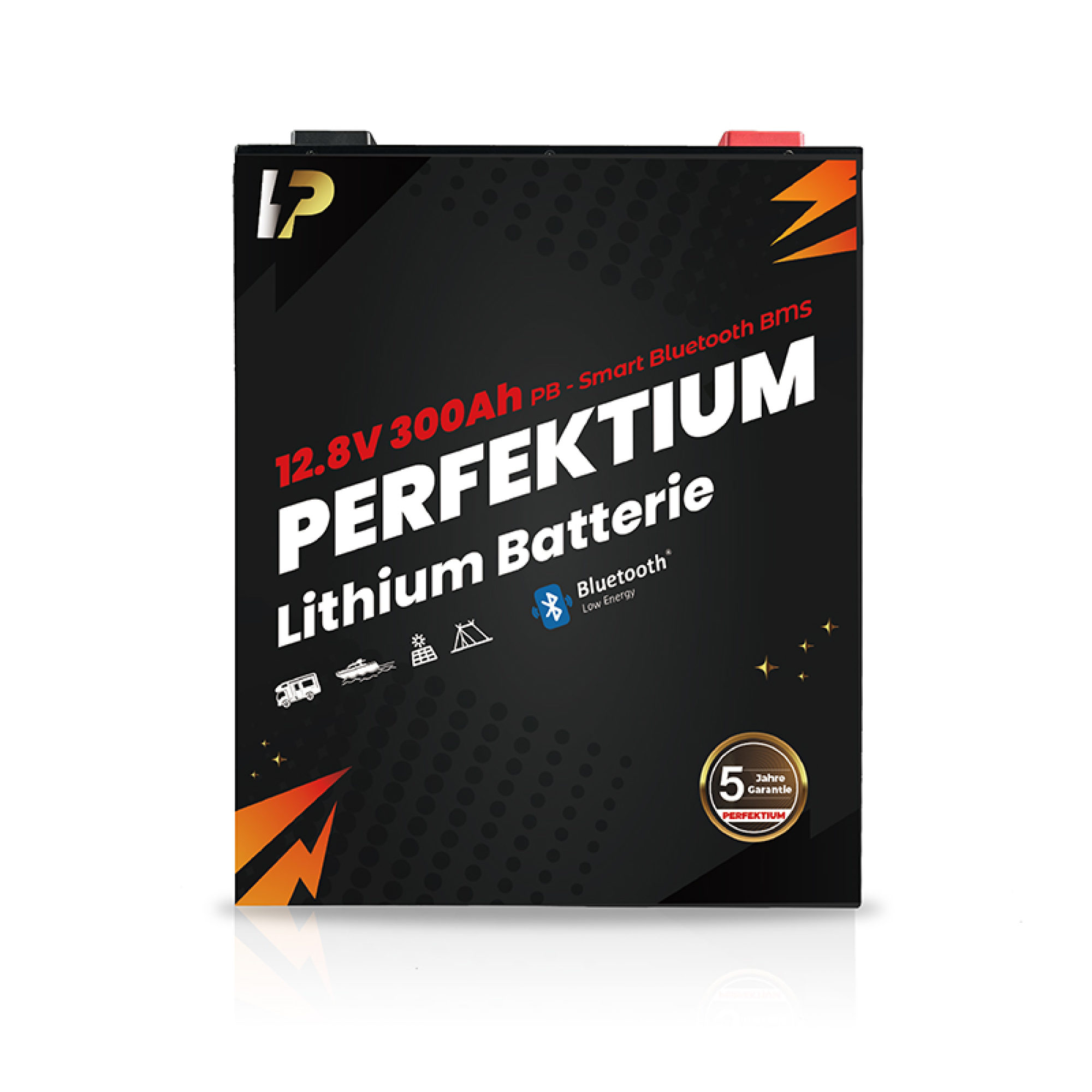 Perfektium LiFePO4 PB-12.8V 300Ah – Lithium Batterie Smart BMS mit Bluetooth – 5 Jahre Garantie