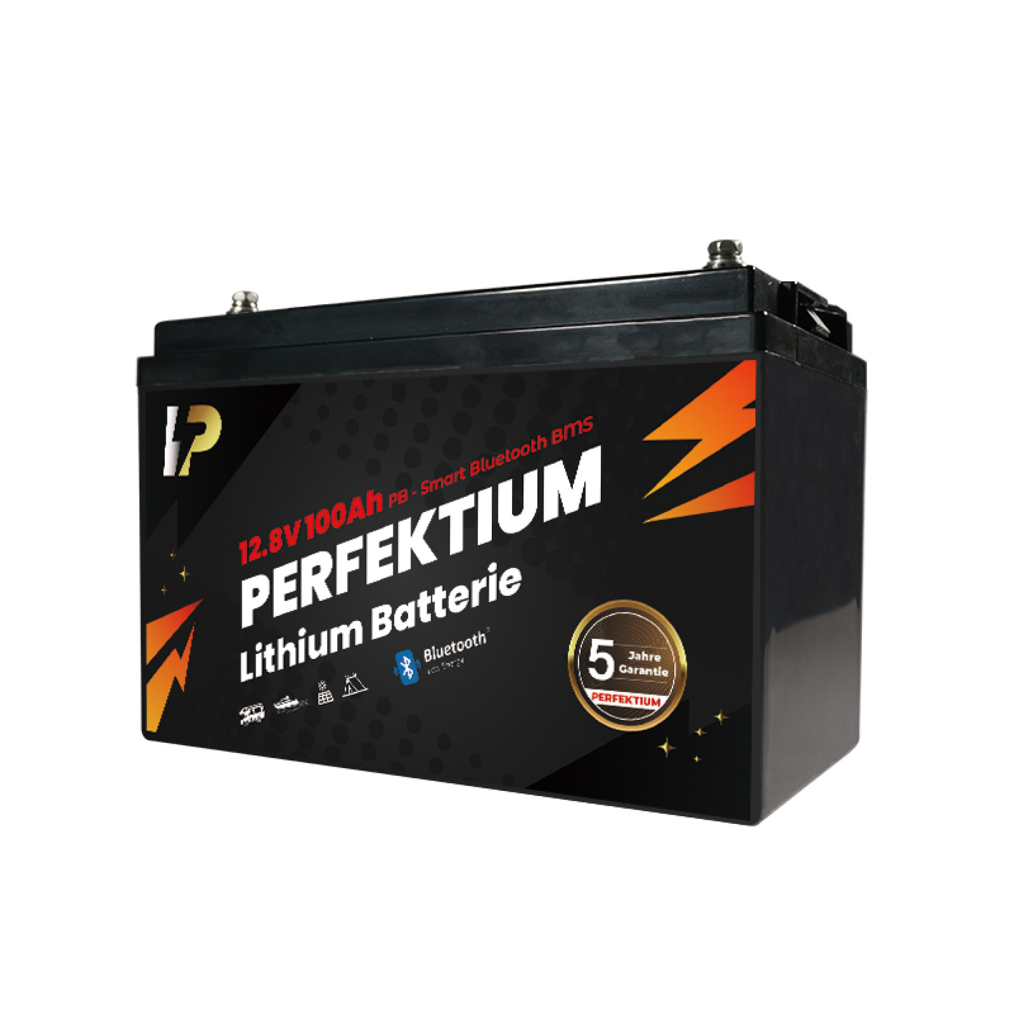 Perfektium LiFePO4 PB-12.8V 100Ah – Lithium Batterie Smart BMS mit Bluetooth – 6 Jahre Garantie