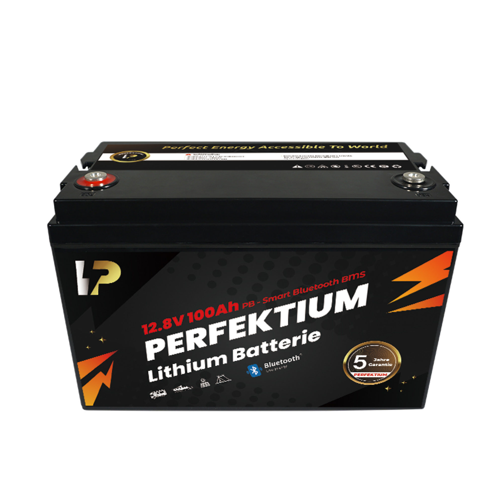 Perfektium LiFePO4 PB-12.8V 100Ah – Lithium Batterie Smart BMS mit Bluetooth – 6 Jahre Garantie