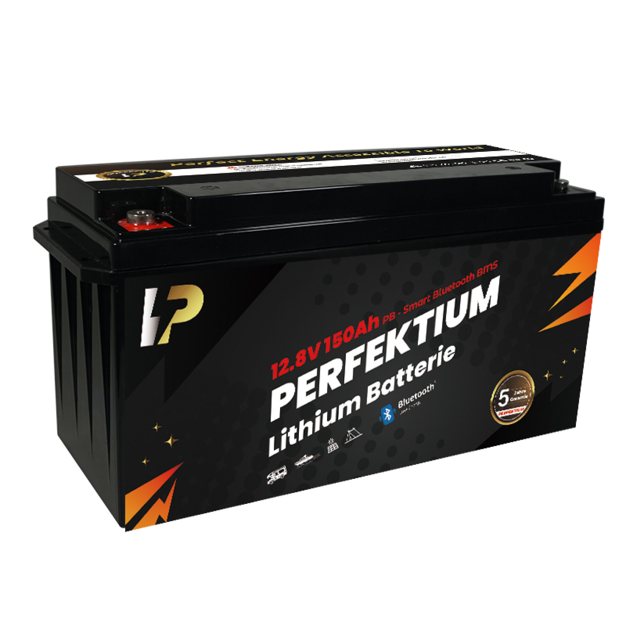 Perfektium LiFePO4 PB-12.8V 150Ah – Lithium Batterie Smart BMS mit Bluetooth – 6 Jahre Garantie