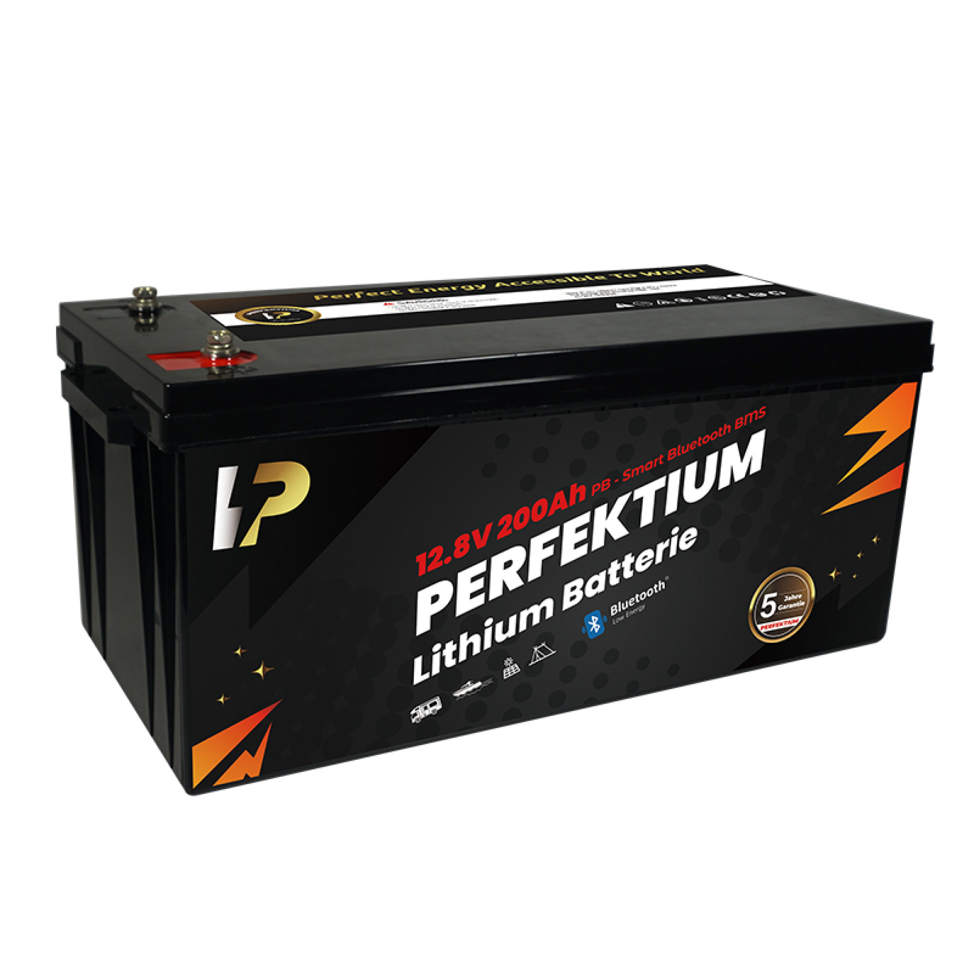 Perfektium LiFePO4 PB-12.8V 200Ah – Lithium Batterie Smart BMS mit Bluetooth – 5 Jahre Garantie