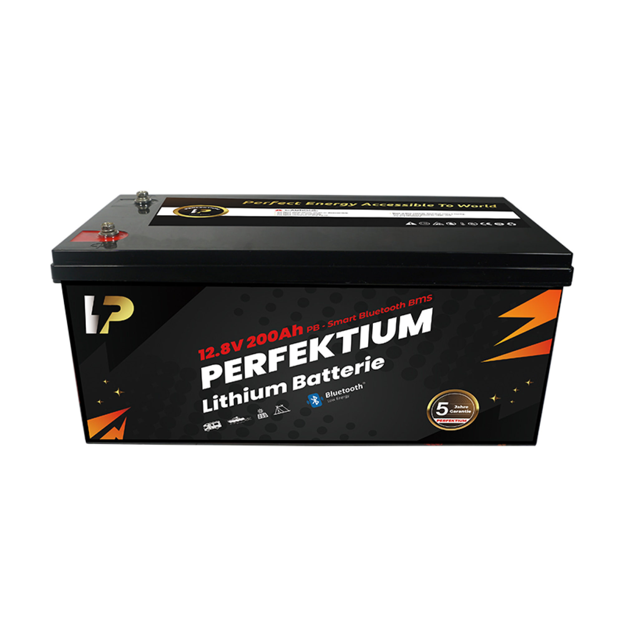 Perfektium LiFePO4 PB-12.8V 200Ah – Lithium Batterie Smart BMS mit Bluetooth – 5 Jahre Garantie