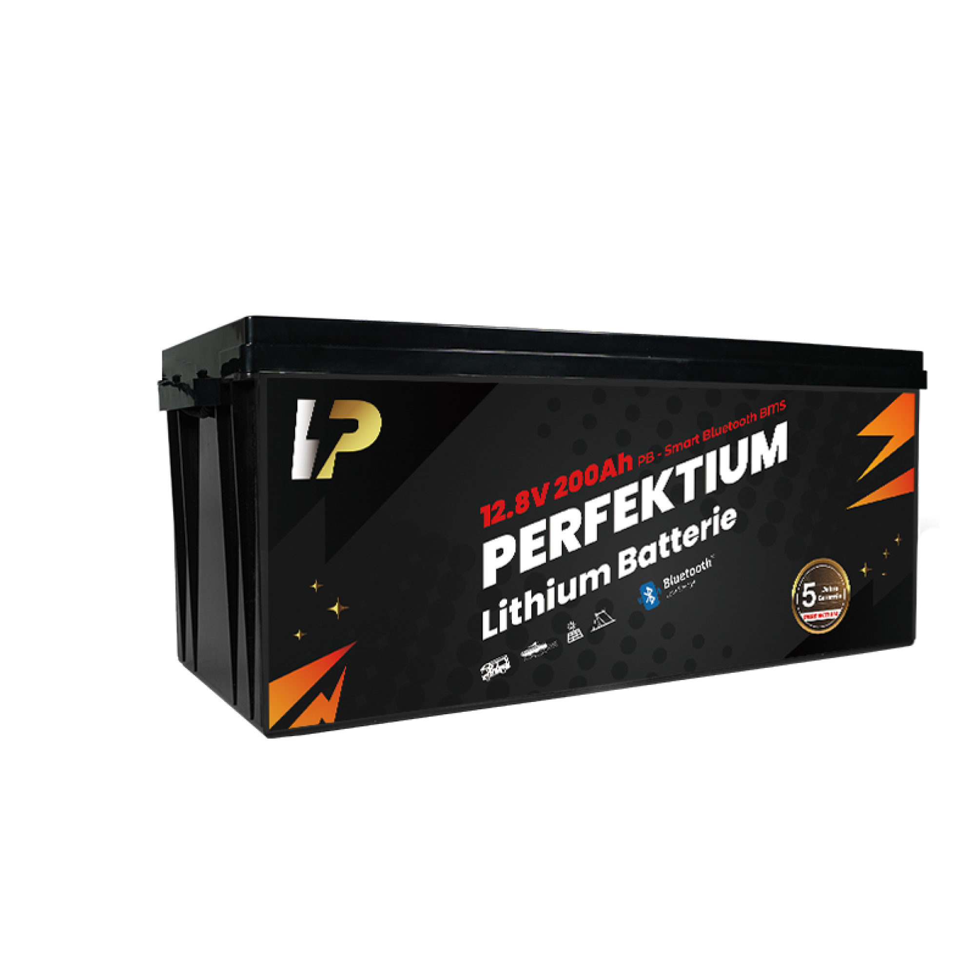 Perfektium LiFePO4 PB-12.8V 200Ah – Lithium Batterie Smart BMS mit Bluetooth – 5 Jahre Garantie