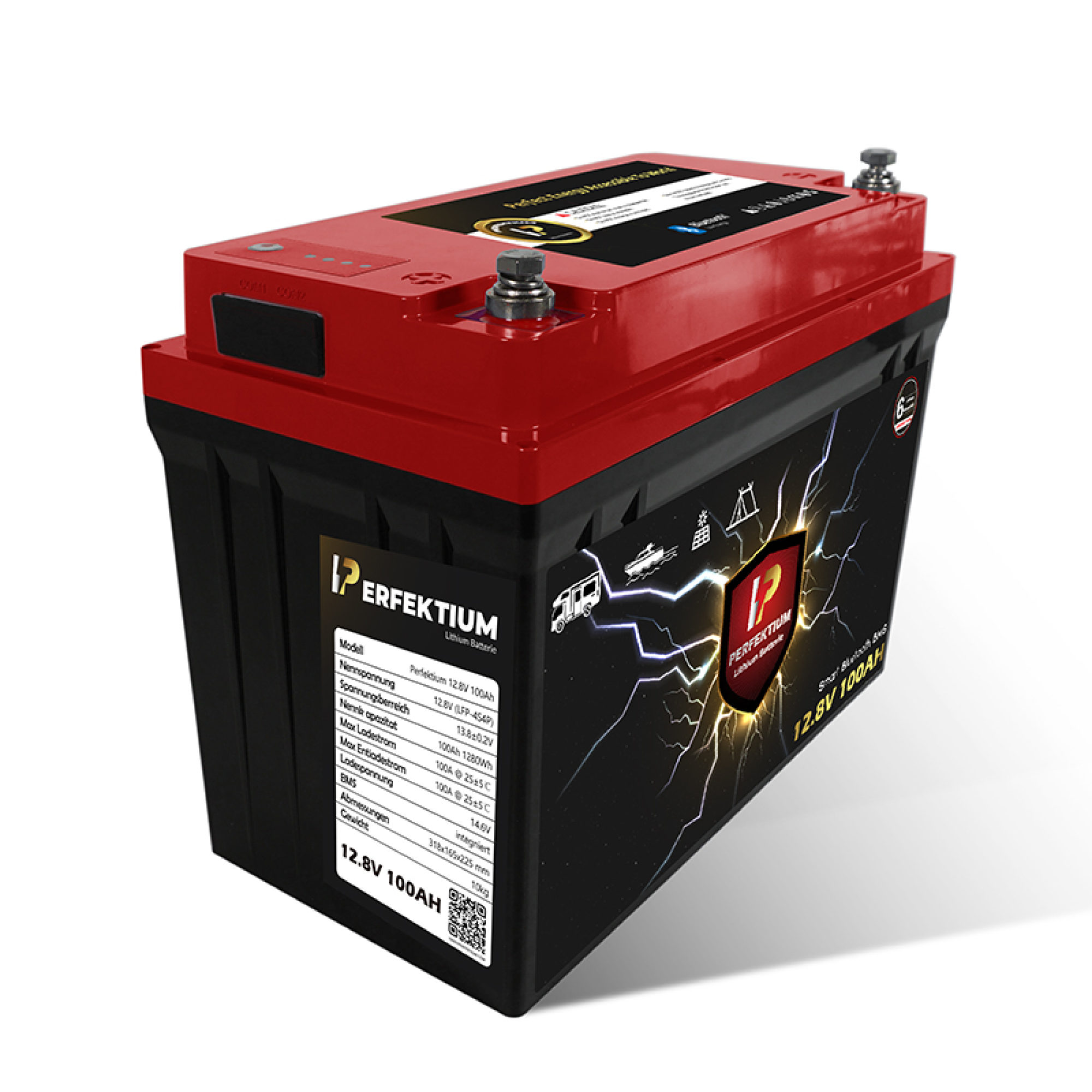 Perfektium LiFePO4 PF-12.8V 100Ah – Lithium Batterie Smart BMS mit Bluetooth – 6 Jahre Garantie