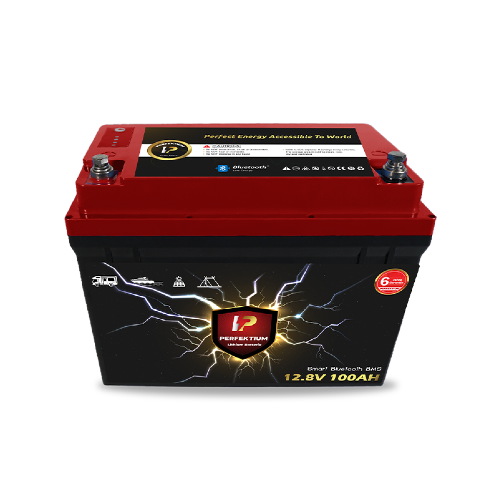 Perfektium LiFePO4 PF-12.8V 100Ah – Lithium Batterie Smart BMS mit Bluetooth – 6 Jahre Garantie