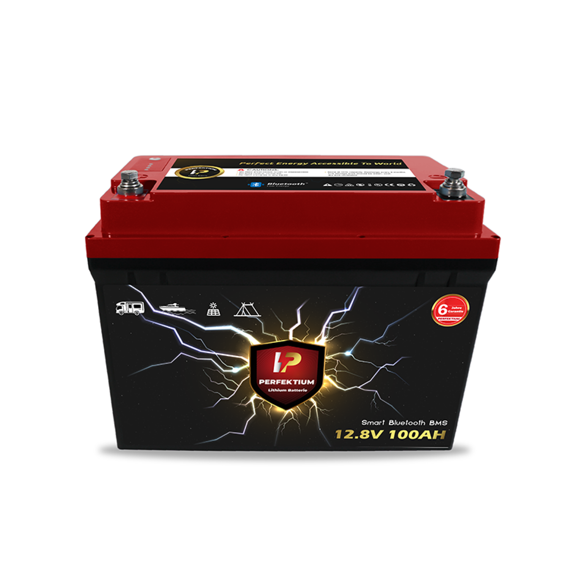 Perfektium LiFePO4 PF-12.8V 100Ah – Lithium Batterie Smart BMS mit Bluetooth – 6 Jahre Garantie