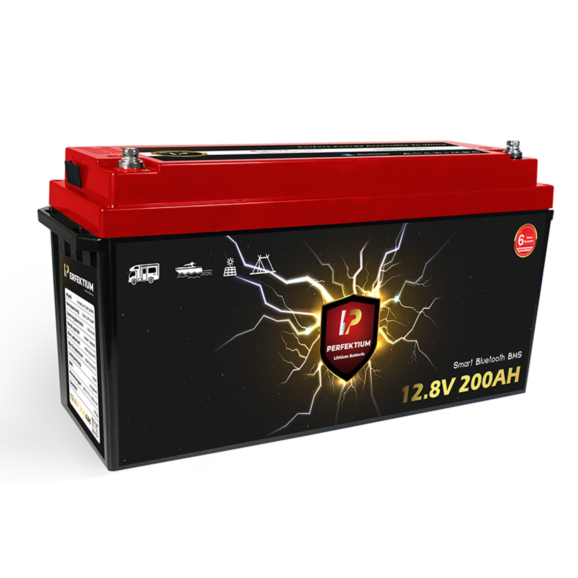 Perfektium LiFePO4 PF-12.8V 200Ah – Lithium Batterie Smart BMS mit Bluetooth – 6 Jahre Garantie