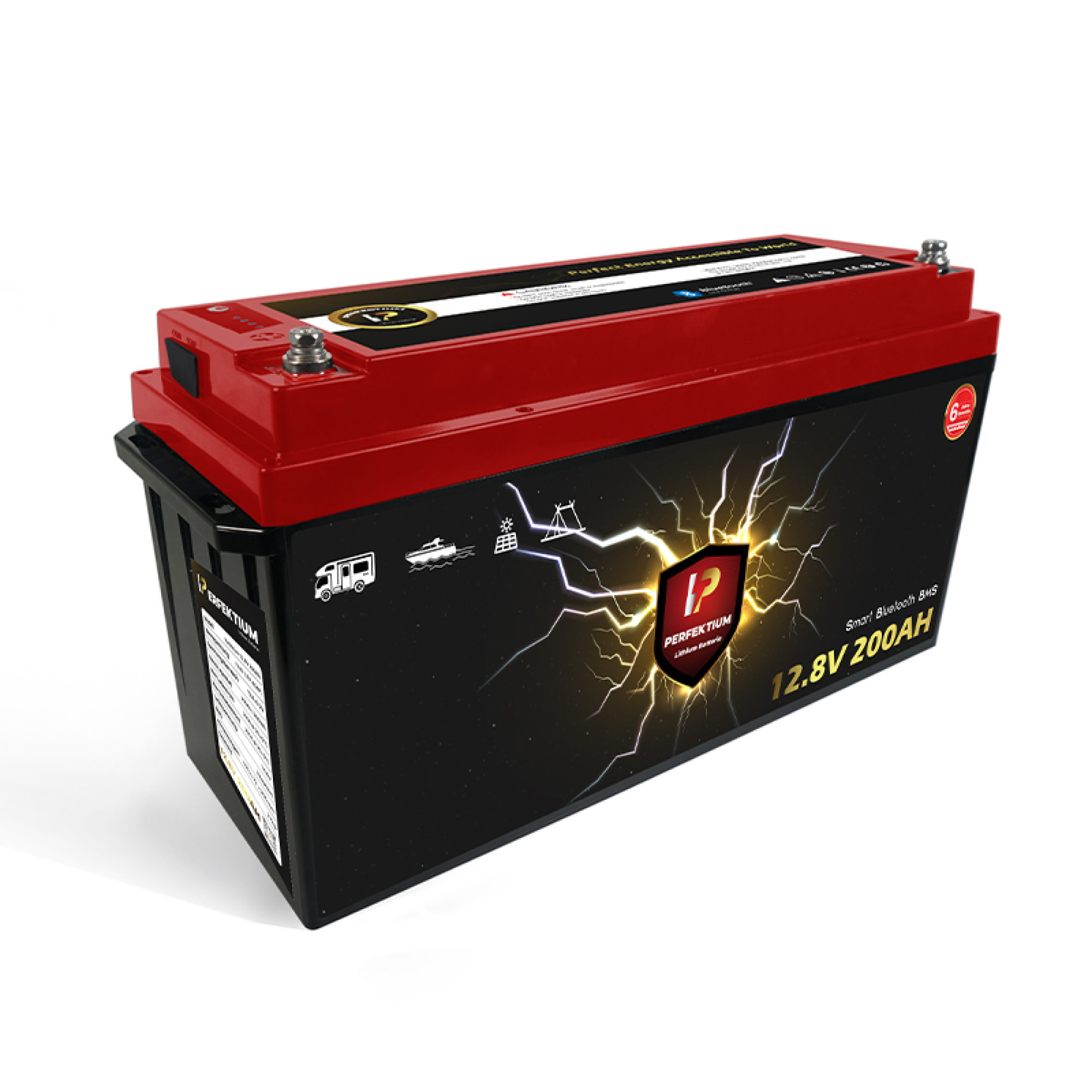 Perfektium LiFePO4 PF-12.8V 200Ah – Lithium Batterie Smart BMS mit Bluetooth – 6 Jahre Garantie
