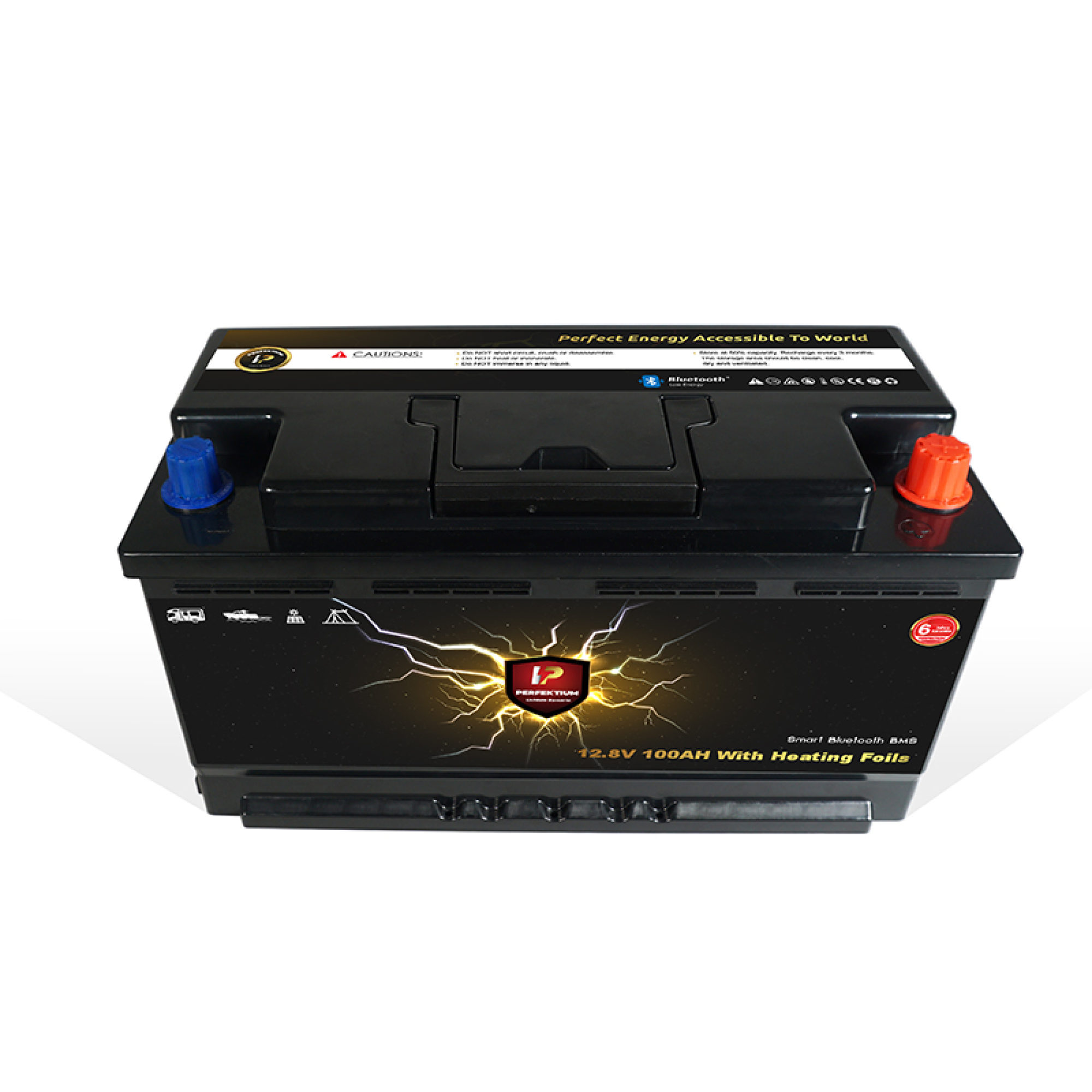 Perfektium LiFePO4 PF-Untersitz-12.8V 100Ah – Lithium Batterie Smart BMS mit Bluetooth und Heizung – 6 Jahre Garantie