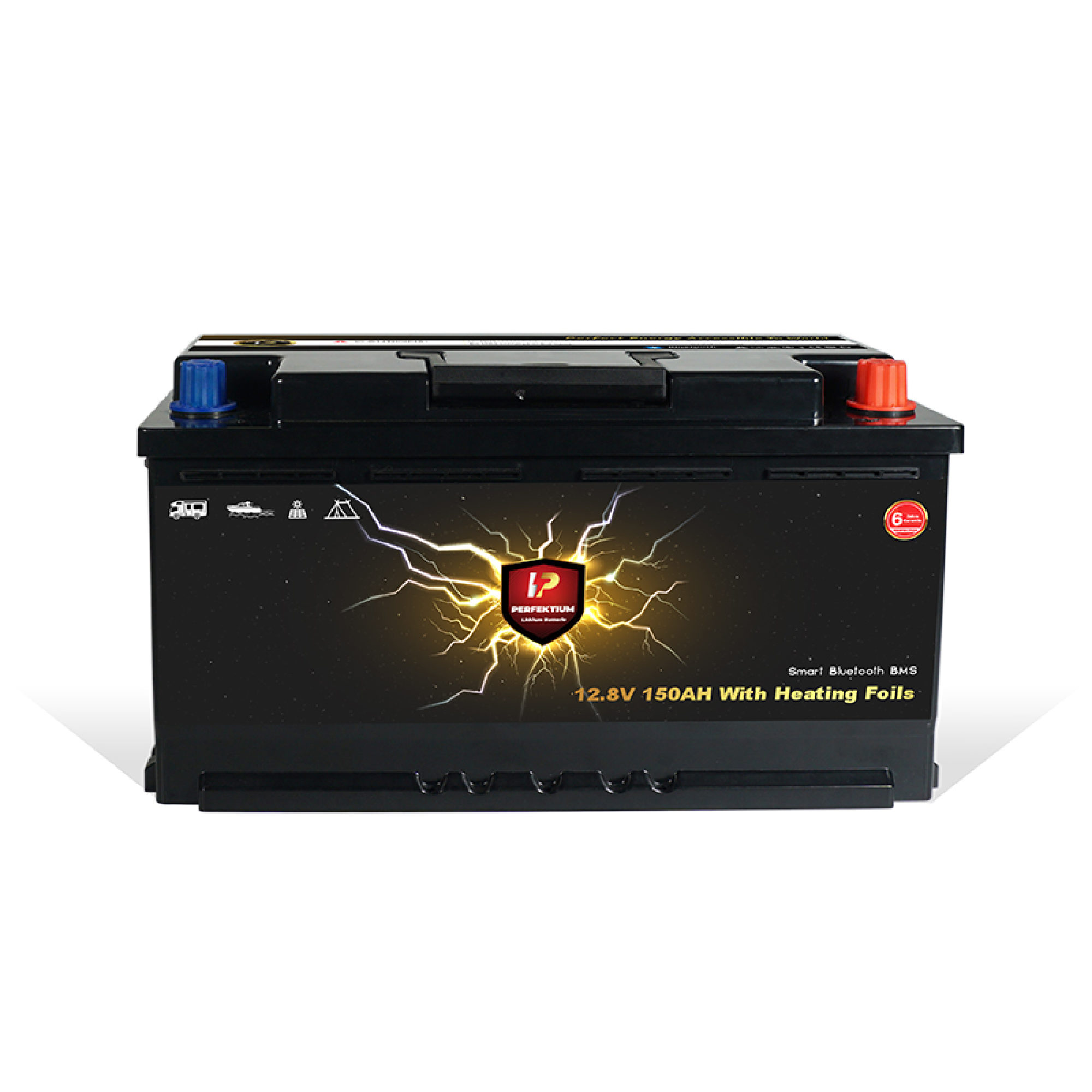 Perfektium LiFePO4 PF-Untersitz-12.8V 150Ah – Lithium Batterie Smart BMS mit Bluetooth und Heizung – 6 Jahre Garantie