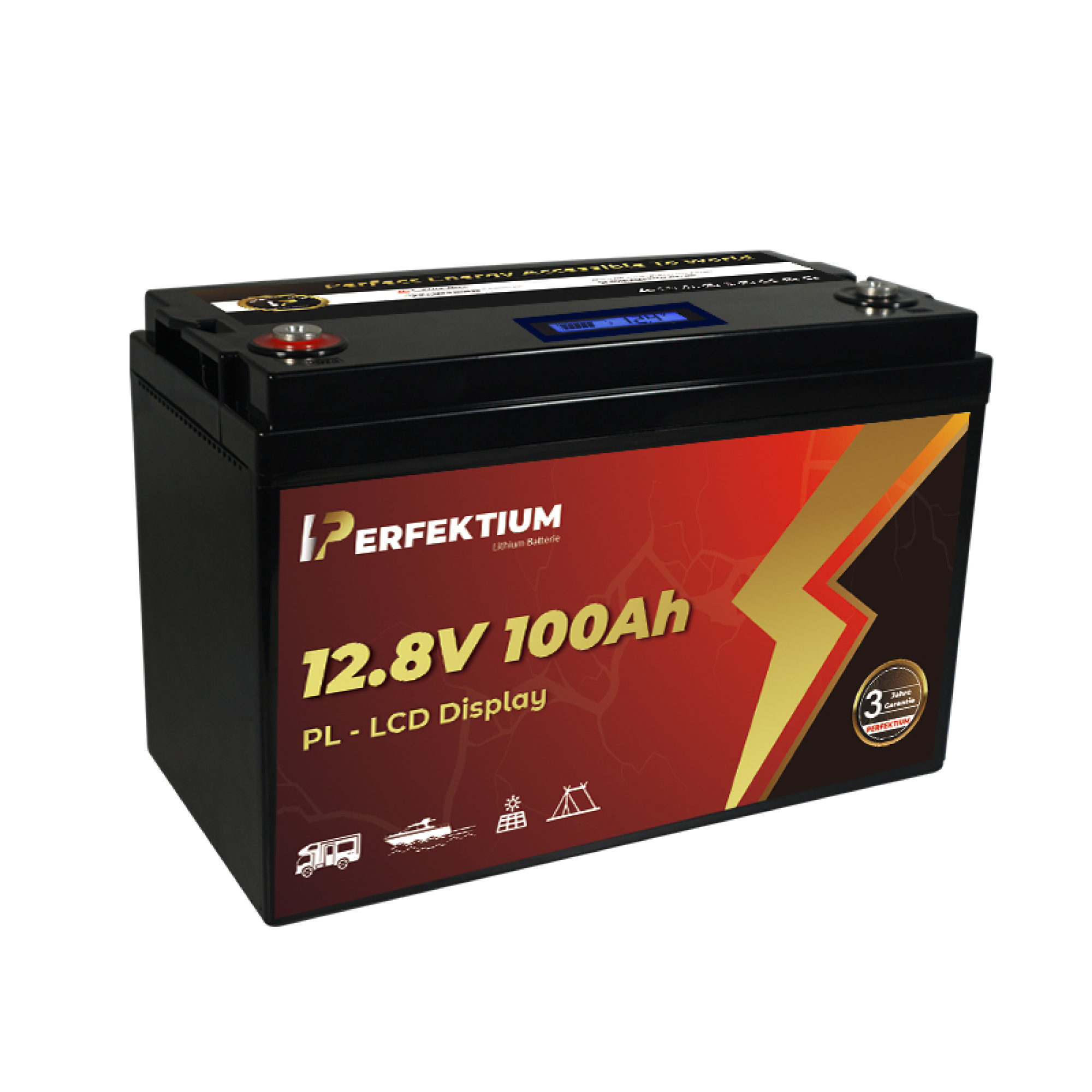 Perfektium LiFePO4 PL-12.8V 100Ah – Lithium Batterie Smart BMS mit LCD – 3 Jahre Garantie